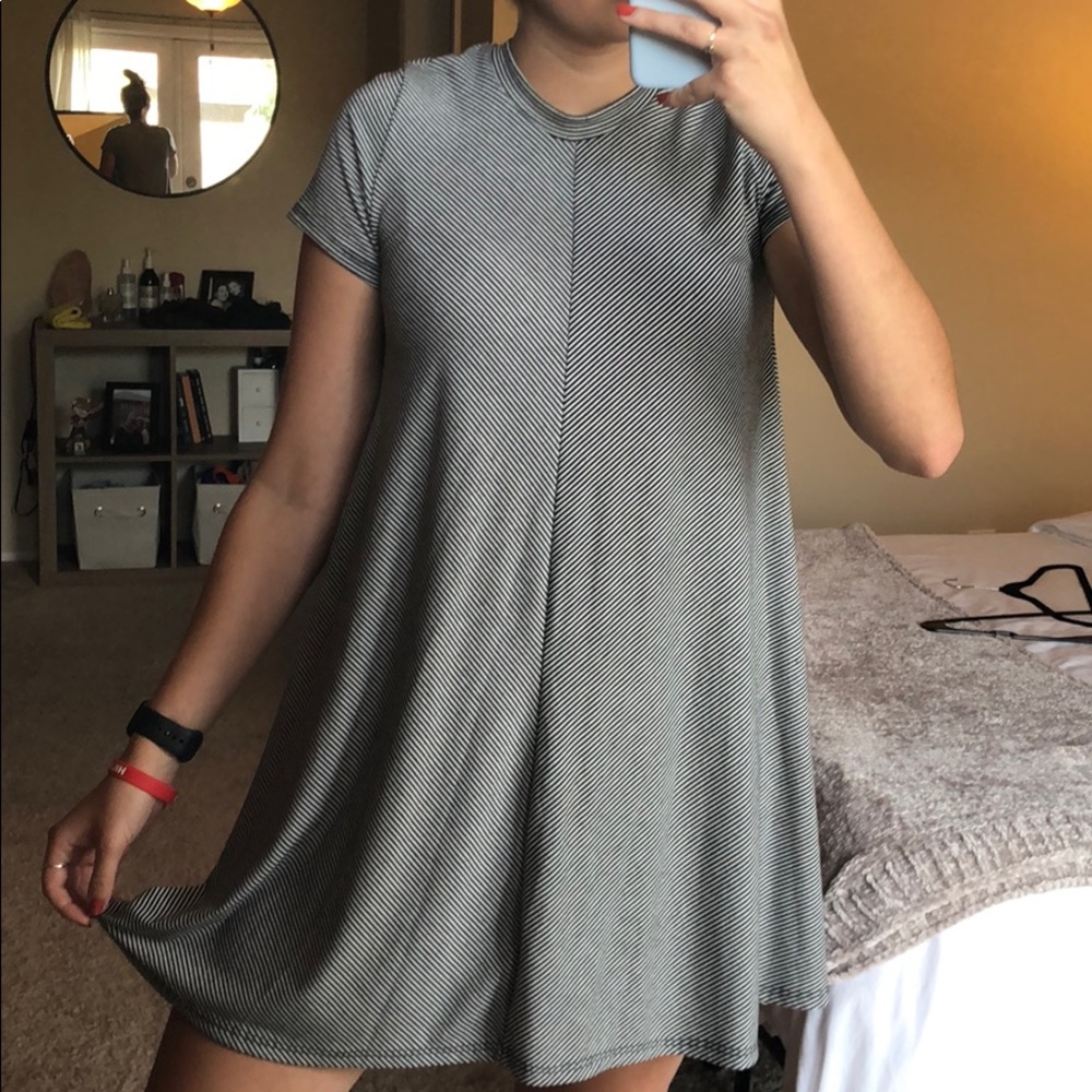 Black and white pinstripe dress
